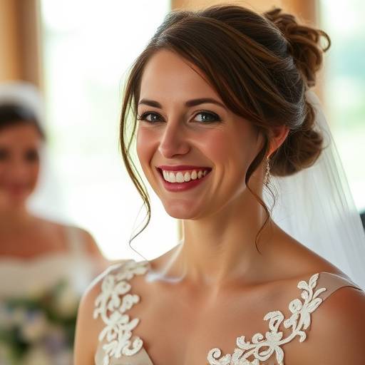 Foto de casamento, noiva sorrindo